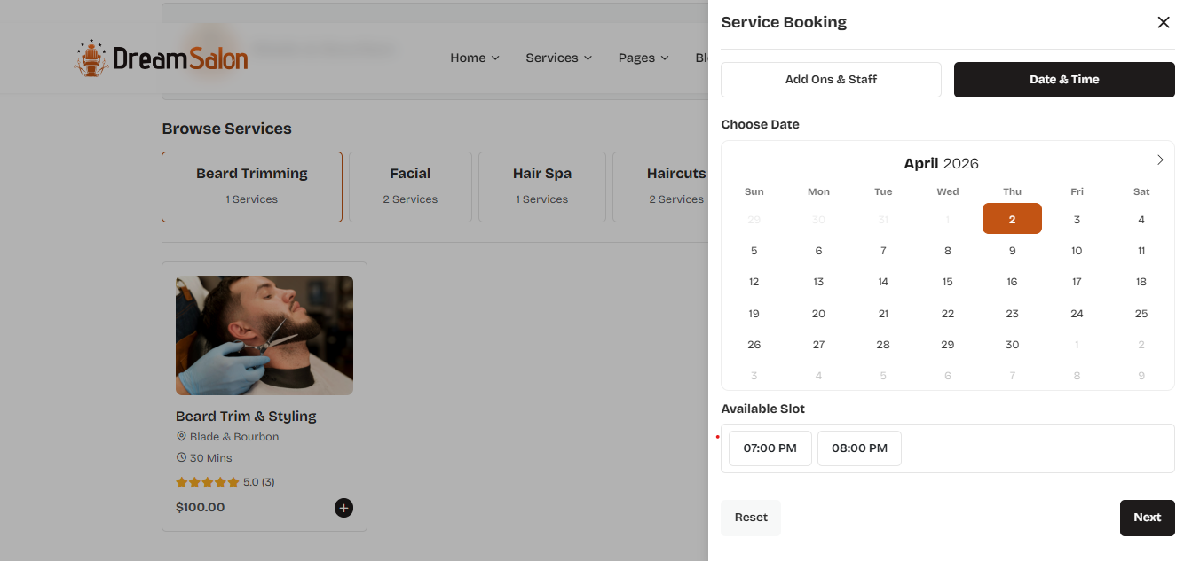 Booking step 4 – Checkout and payment screen